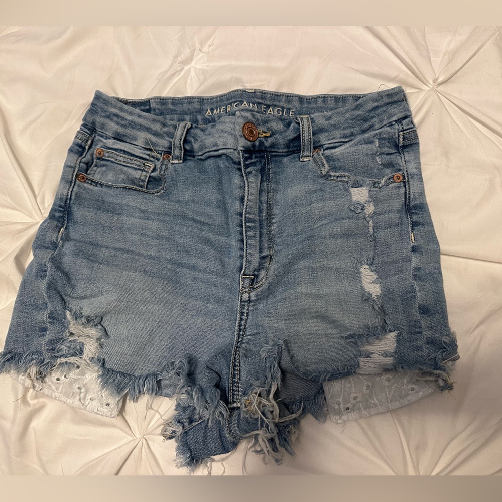 American Eagle Outfitters Light Wash Distressed Denim Shorts